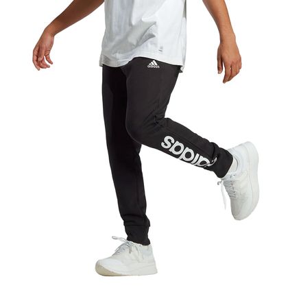 Calça Adidas Essentials French Terry Tapered Cuff Logo Joggers Preto e Branco Preto 2M