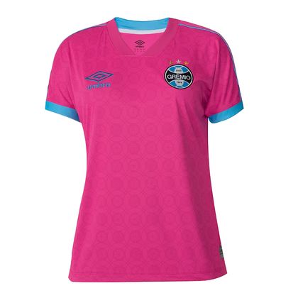 Camisa Umbro Grêmio 2023 Outubro Rosa Feminina ROSA/AZUL 3G