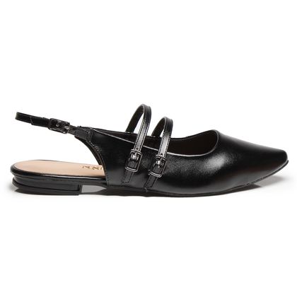 Sapatilha Slingback Tira Dupla Bico Fino M Shuz Feminina Preto 35