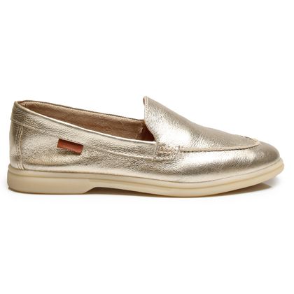 Sapato Mocassim Metalizado Dourado Bottero Feminino Dourado 34