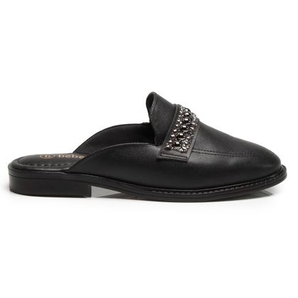 Mule Salto Baixo Preto Feminino Pedras Bebecê Preto 39