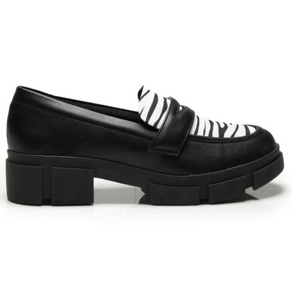 Mocassim Twin Set Tratorado Zebra Preto Feminino 34 Preto/Branco