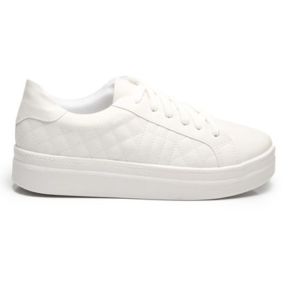 Tênis M Shuz Casual Matelassê Branco Feminino 38 BRANCO.