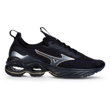 Tênis Running Mizuno Wave Invictus 4 Preto Masculino 43 PRETO/OURO