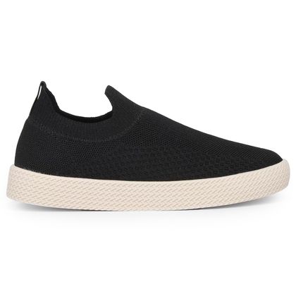 Tênis Slip On Knit Beira Rio Feminino 38 PRETO .