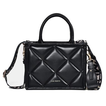 Bolsa Tote Via Marte Matelassê Zíper Feminino único Preto