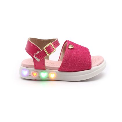 Sandália Led Molekinha Infantil 21 PINK 966-PRATA/PINK 966