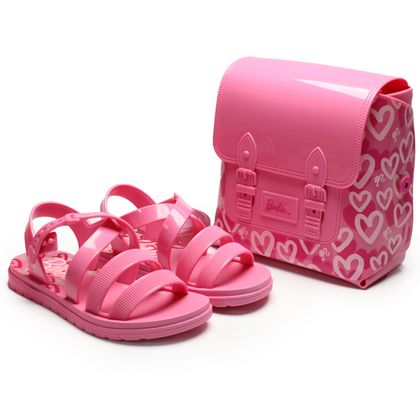 Sandália com Bolsa Grendene Infantil Barbie Hearts  Sweet Bag Rosa 33 ROSA/ROSA MEDIO