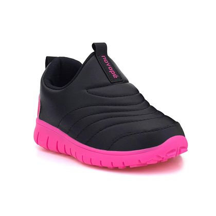 Tênis Preto e Pink Slip On Infantil Novope 24 PRETO/PINK