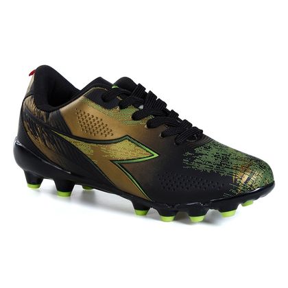 Chuteira Campo Diadora Agilitá Preto e Dourado Masculina 39 PRETO/DOURADO/AMARELO NEON