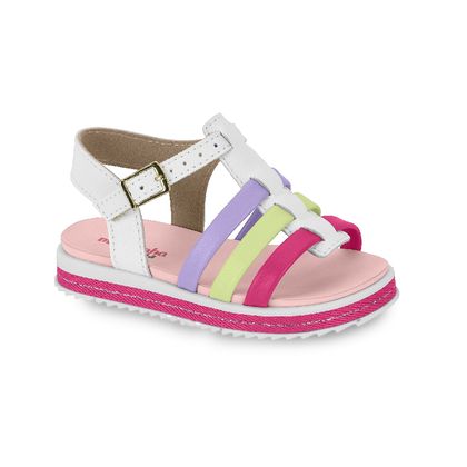 Sandália Bebê Molekinha Branca e Rosa Infantil 20 BRANCO/LILAS