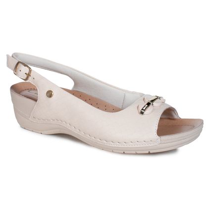 Sandália Peep Toe Campesi Xic Bege Feminino 34 TULE