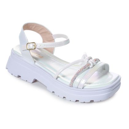 Sandália Tratorada Infantil Street Cal Strass Rope 30 BRANCO/PEROLADO