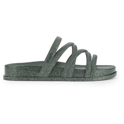 Chinelo Slide Zaxy Shine Verde Feminino 37 VERDE MILITAR ESCURO