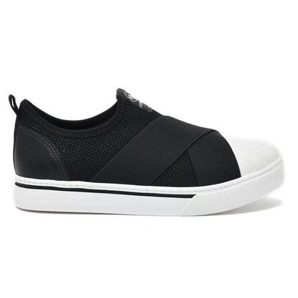 Tênis Via Marte Slip On Preto e Branco Feminino 33 PRETO/PRETO