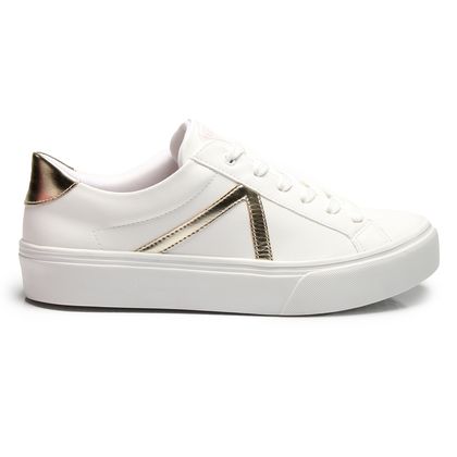 Tênis Quiz Casual Feminino Branco e Dourado 34 BRANCO/OURO LIGHT