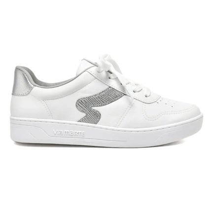 Tênis Via Marte Casual Branco e Prata Feminino 34 BRANCO/PRATA/PRATA