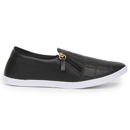 Tênis Slip On Beira Rio Zíper Preto Feminino 34 Preto