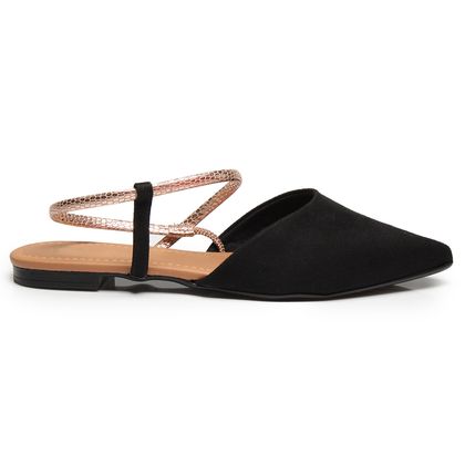 Sapatilha Slingback Bebecê Preta Tira Metal 34 Preto