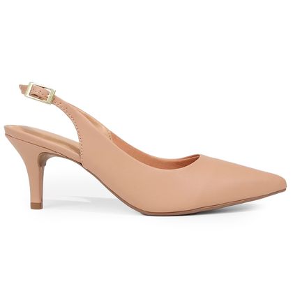 Scarpin Vizzano Slingback Salto Fino Médio Bege Feminina 34 Bege