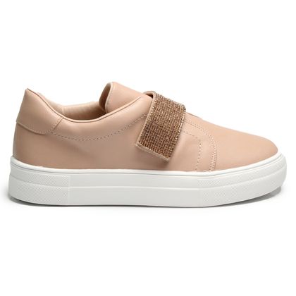 Tênis Bebecê Nude Velcro Strass 39 NUDE