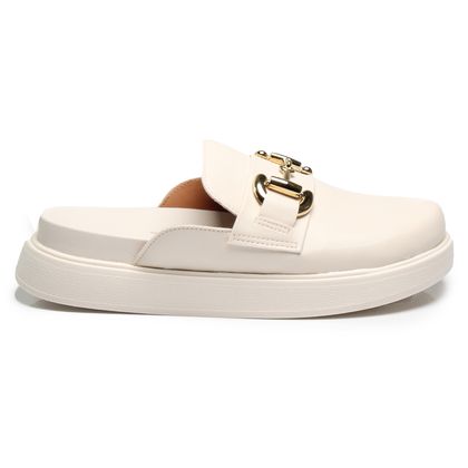 Mule Clog Flatform Fivela Vizzano Branco Off Feminino 34 BRANCO OFF