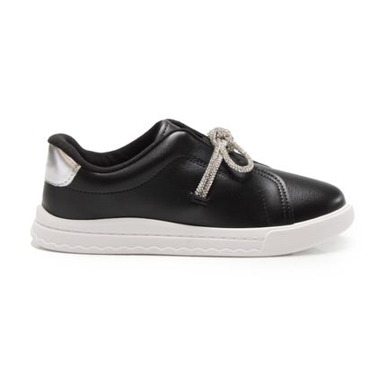 Tênis Molekinha Slip On Brilho Preto Infantil 35 PRETO/PRATA