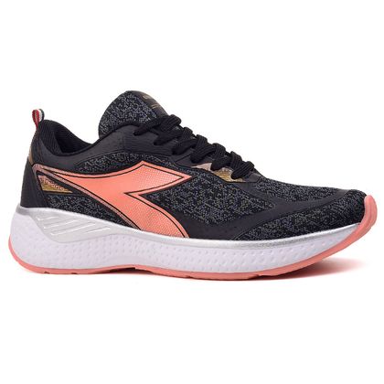 Tênis Running Diadora Regno Preto e Coral Feminino 37 PRETO/CHUMBO/CORAL/DOURADO