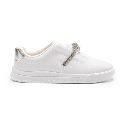 Tênis Molekinha Slip On Brilho Branco e Prata Infantil 26 BRANCO/PRATA