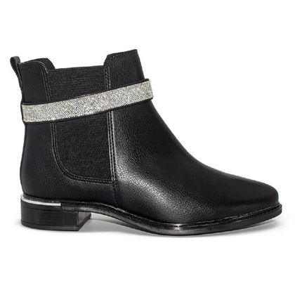 Bota Vizzano Chelsea Tira de Strass Preta 36 PRETO/PRETO