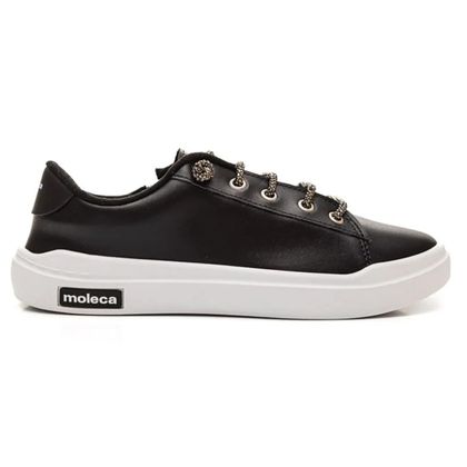 Tênis Moleca Casual Cadarço Brilho Preto Feminino 34 PRETO/PRETO