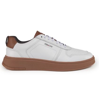 Tênis Casual Ferracini Branco e Caramelo Masculino 41 BRANCO/CHAMPAGNE