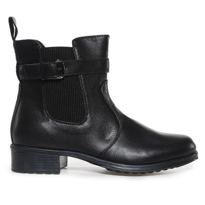 Bota Moon City Chelsea Cano Baixo Elastico e Fivela  Preta Feminina 38 Preto