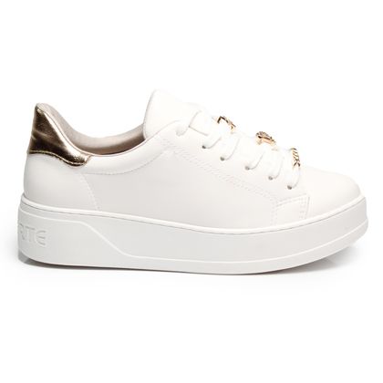 Tênis Via Marte Branco e Dourado Feminino Casual 35 BRANCO/DOURADO