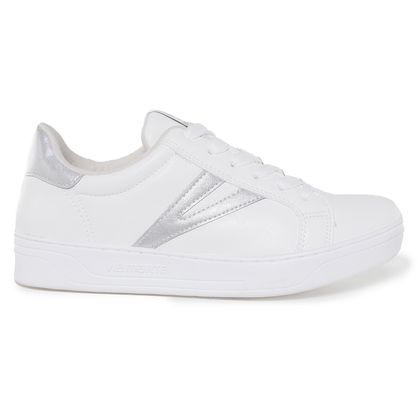 Tênis Casual Feminino Via Marte Basic Branco e Prata 34 BRANCO/PRATA