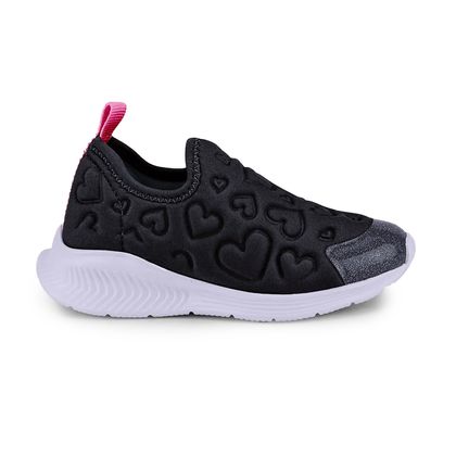 Tênis Bibi Fly Baby II Preto e Rosa de Coração Infantil 20 PRETO/PITAYA