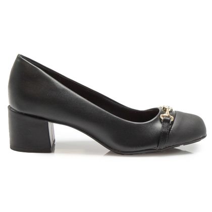 Scarpin M Shuz Salto Bloco Feminino 34 Preto