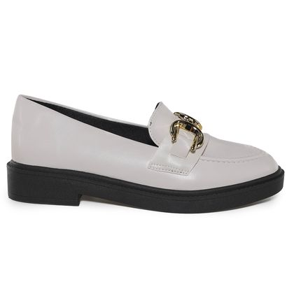 Sapato Feminino M Shuz Mocassim Off White 34 OFF WHITE/OURO LIGHT