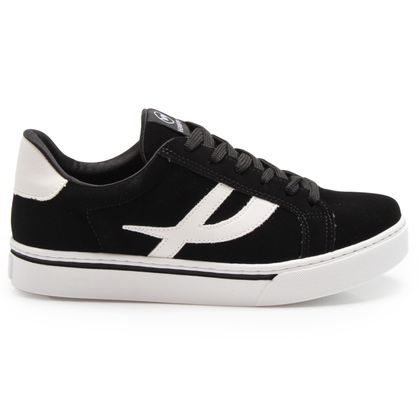 Tênis Preto e Branco Via Marte Nobuck Detalhe Lateral Feminino 34 Preto/Branco