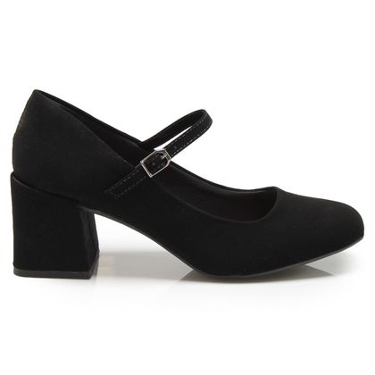 Scarpin Preto Camurça M Shuz Salto Bloco Feminino 34 preto