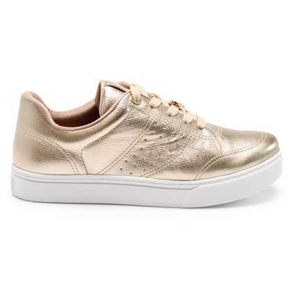 Tênis Casual Dourado Metalizado Via Marte Feminino 34 GOLD