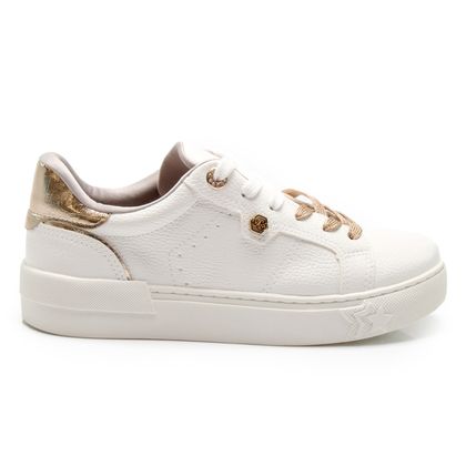 Tênis Via Marte Branco e Dourado Feminino 34 BRANCO/DOURADO