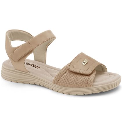 Sandalia-Feminina-Velcro-Comfortflex-Bege