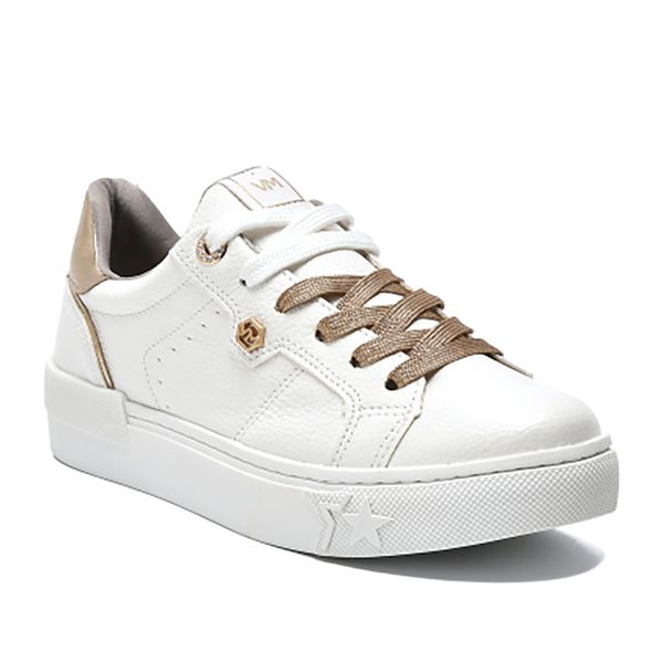 Tenis-Feminino-Casual-Estrela-Via-Marte-Branco-Dourado