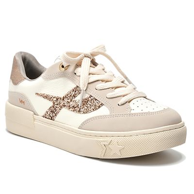 Tenis-Feminino-Casual-Estrela-Brilho-Via-Marte-Branco-Dourado