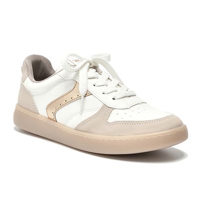 Tenis-Feminino-Casual-Faixa-Via-Marte-Banco-Off-Dourado