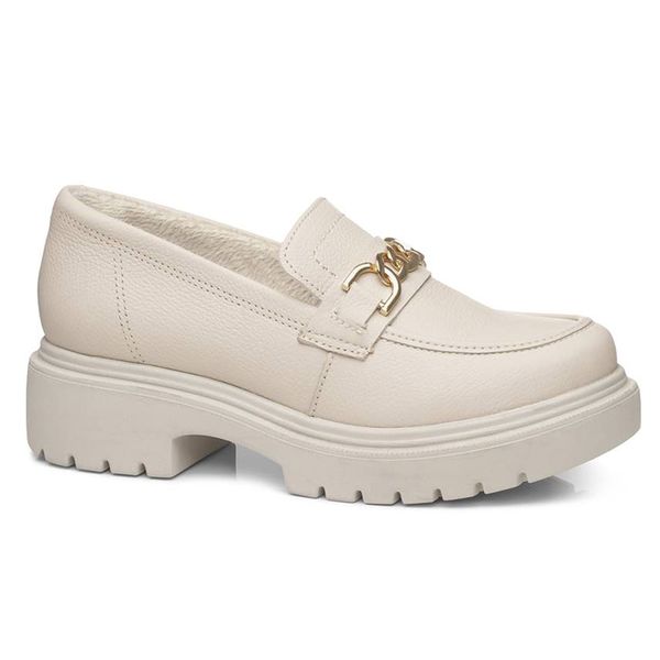 Sapato-Feminino-Mocassim-Fivela-Pegada-Branco-Off