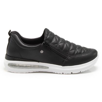 Tênis Preto Comfortflex Ziper Feminino 38 PRETO.