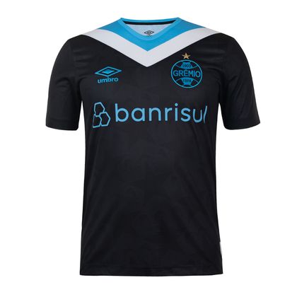 Camisa Umbro Grêmio 2024 III Sem Número Preta Masculina PRETO/CELESTE/BRANCO P