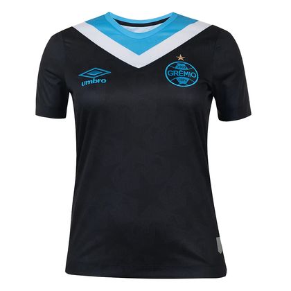 Camisa Grêmio Umbro Of 3 2024 Feminina PRETO/CELESTE/BRANCO P